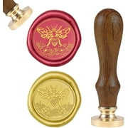 Wax Seal Stamp Bee Retro Sealing Wax Stamp Animals 25mm Removable Brass Seal Head Wooden Handle for Envelope Card Package Decoration